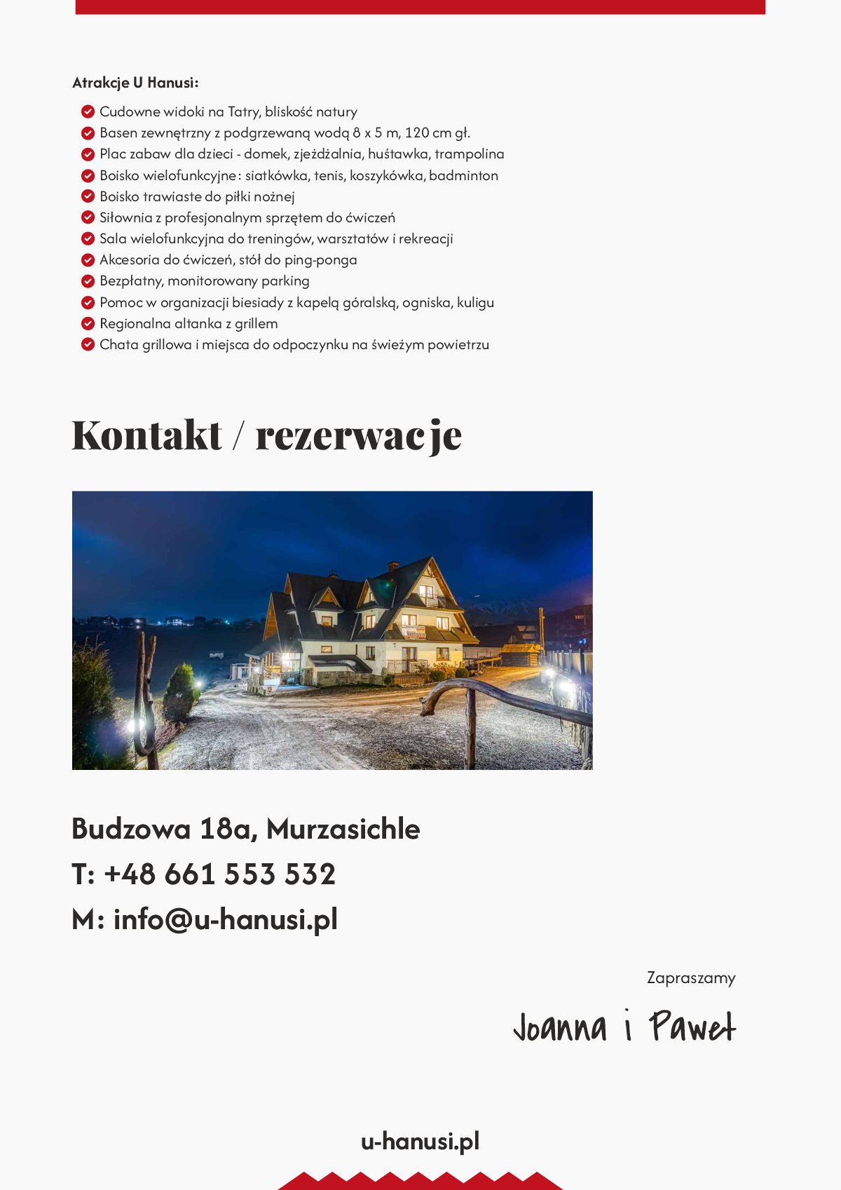 oferta noclegu dla grup zorganizowanych Murzasiche 